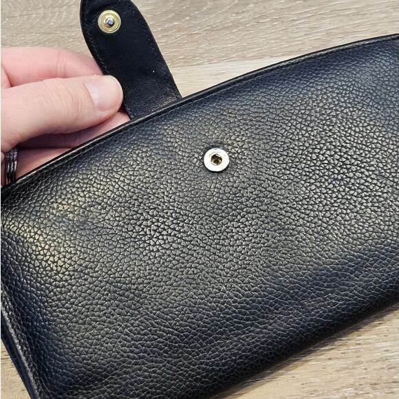Vintage Coach Black Pebbled Leather Bi-Fold Envelope Wallet Minimalist Basic - Picture 6 of 10